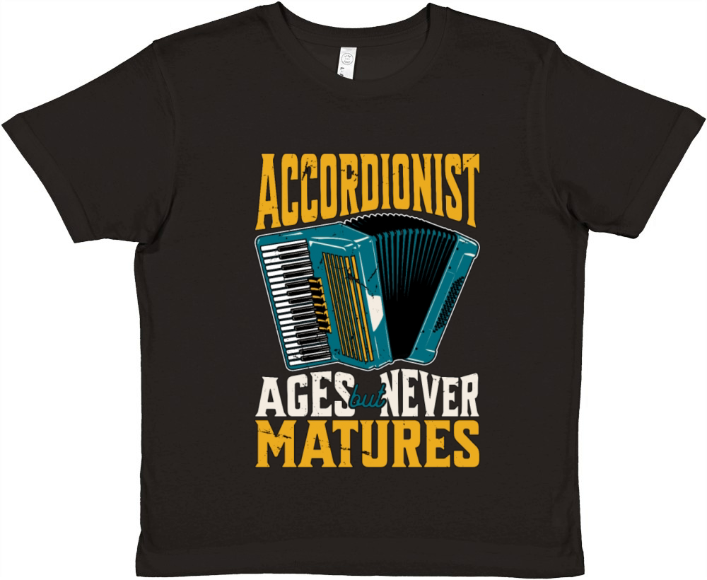Accordionist Ages But Never Matures Folk Music Premium Kids Crewneck T-shirt