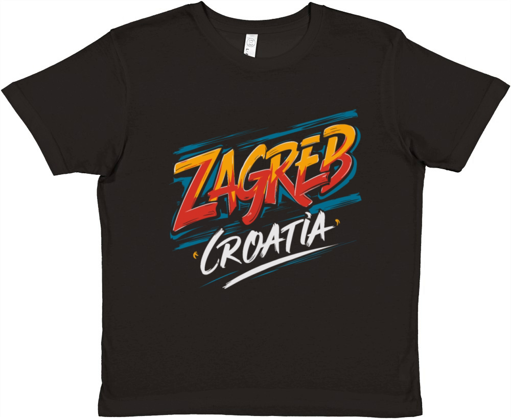 Zagreb Croatia Souvenir Retro Style Premium Kids Crewneck T-shirt