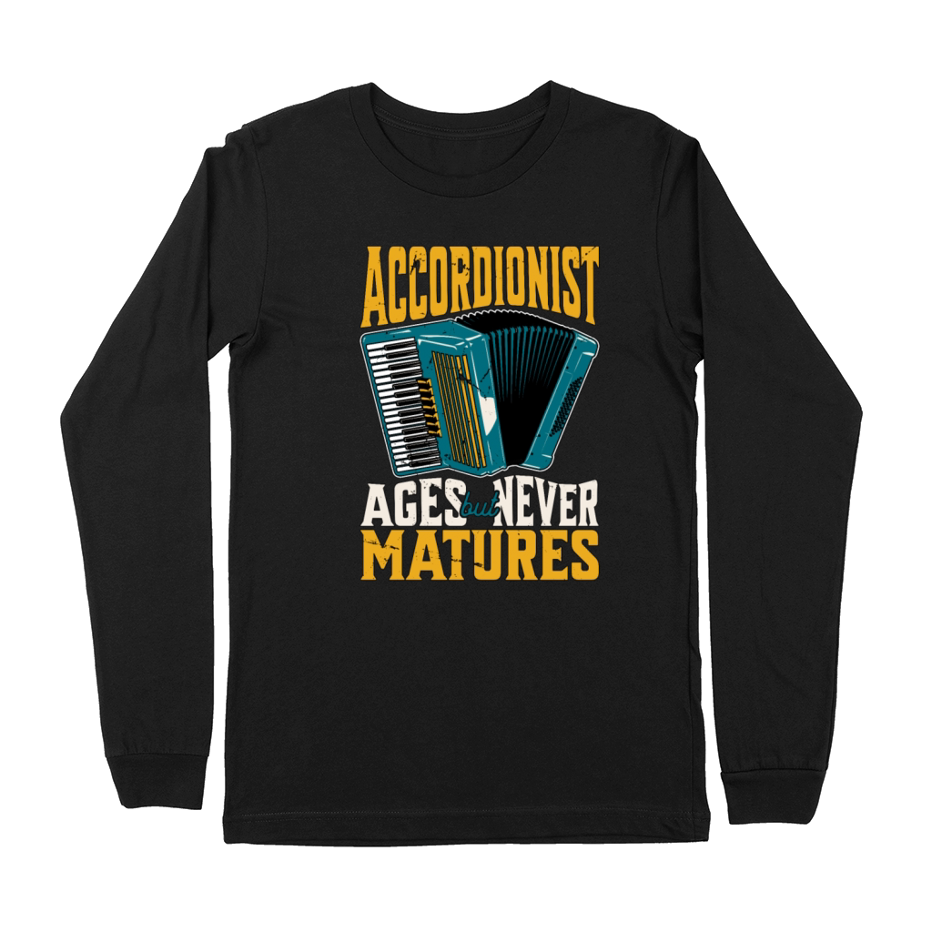 Accordionist Ages But Never Matures Folk Music Premium Long Sleeve