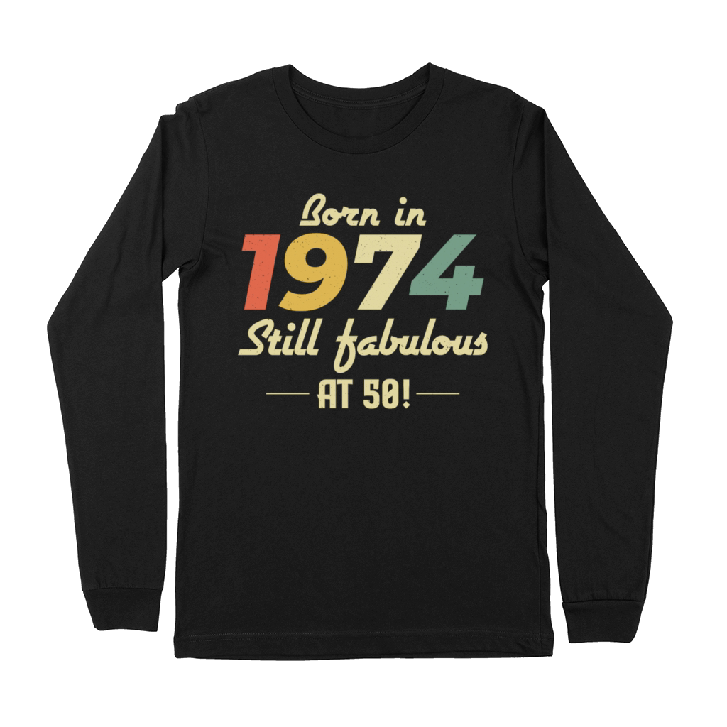 Vintage 1974 50th Birthday Gift for Dad Mom Premium Long Sleeve