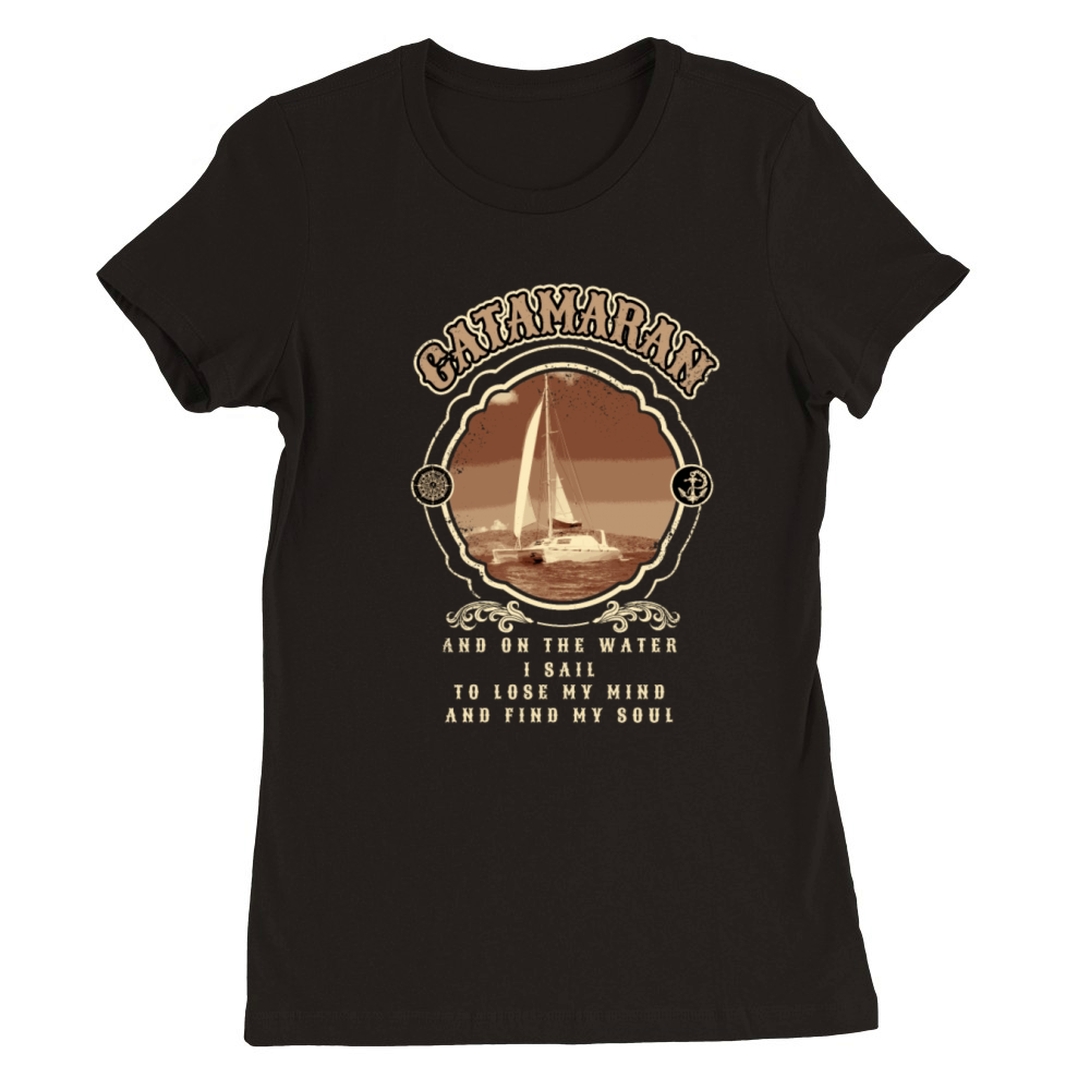 Catamaran-Sailing Yachting-Sailor Vintage Premium Womens Crewneck T-shirt