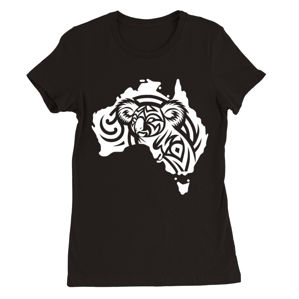 Koala In Australian Continent Tattoo Style Premium Womens Crewneck T-shirt