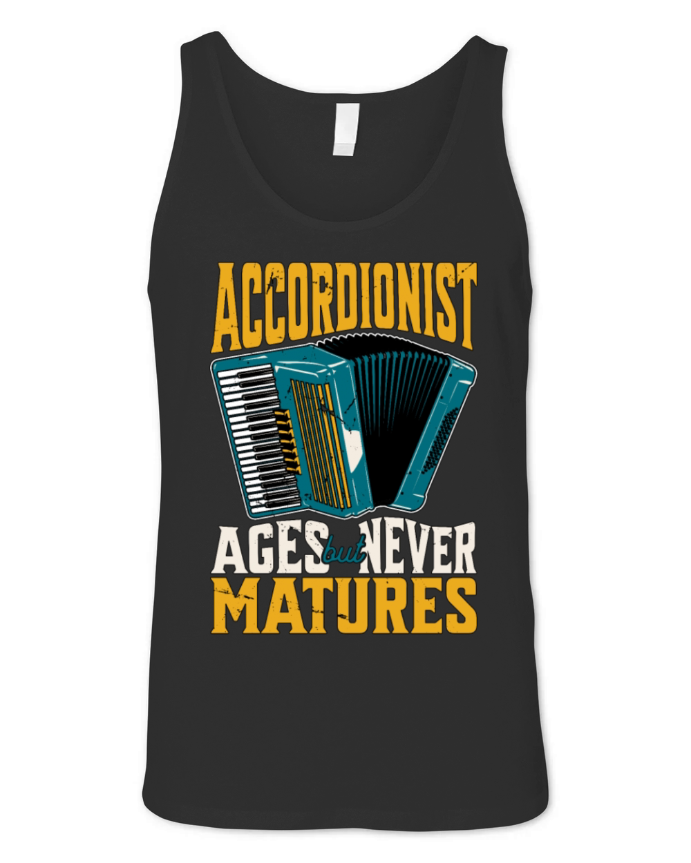 Accordionist Ages But Never Matures Folk Music Unisex Jersey Tank