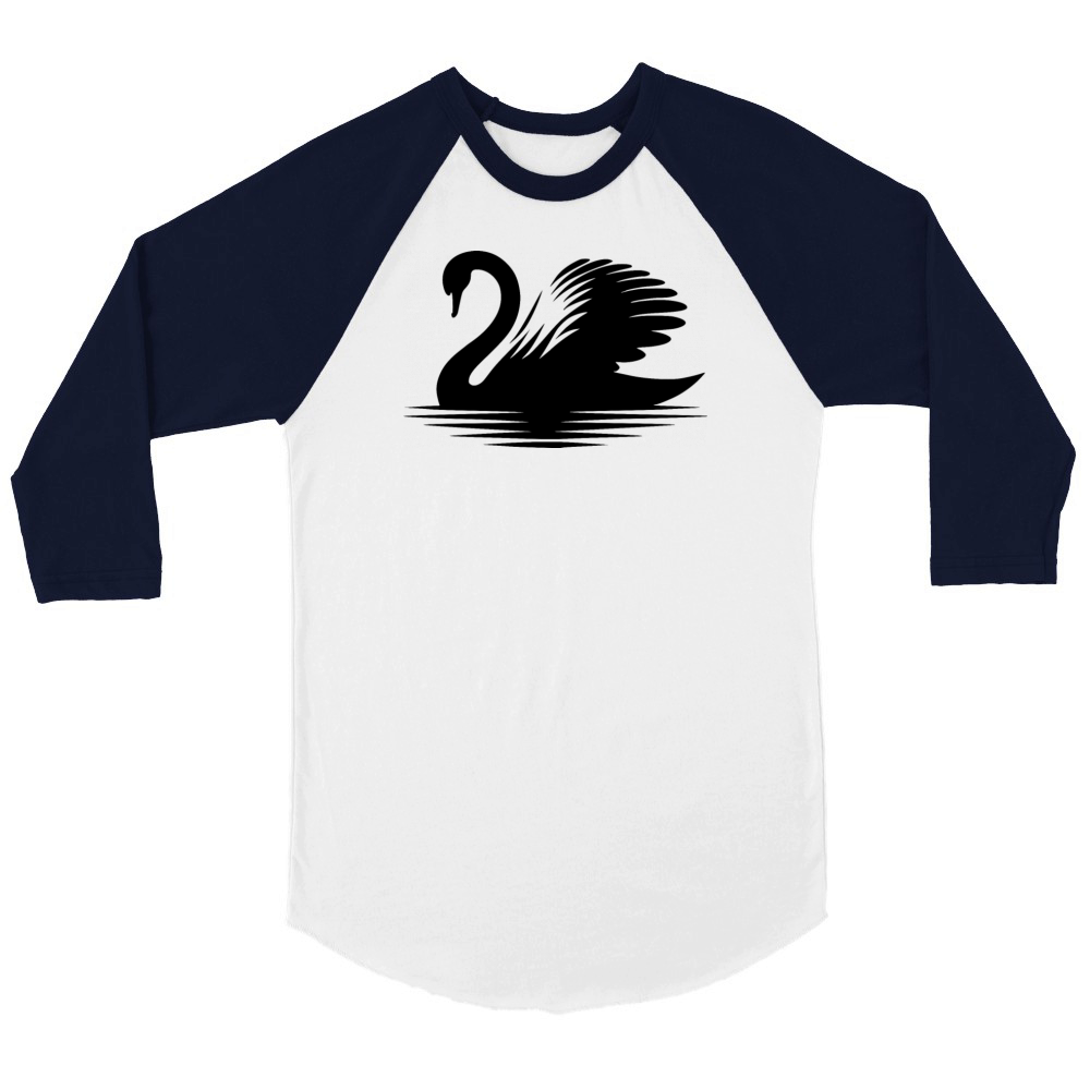 Elegant Swan Silhouette Beautiful Portrait Unisex ¾ sleeve Raglan T-shirt