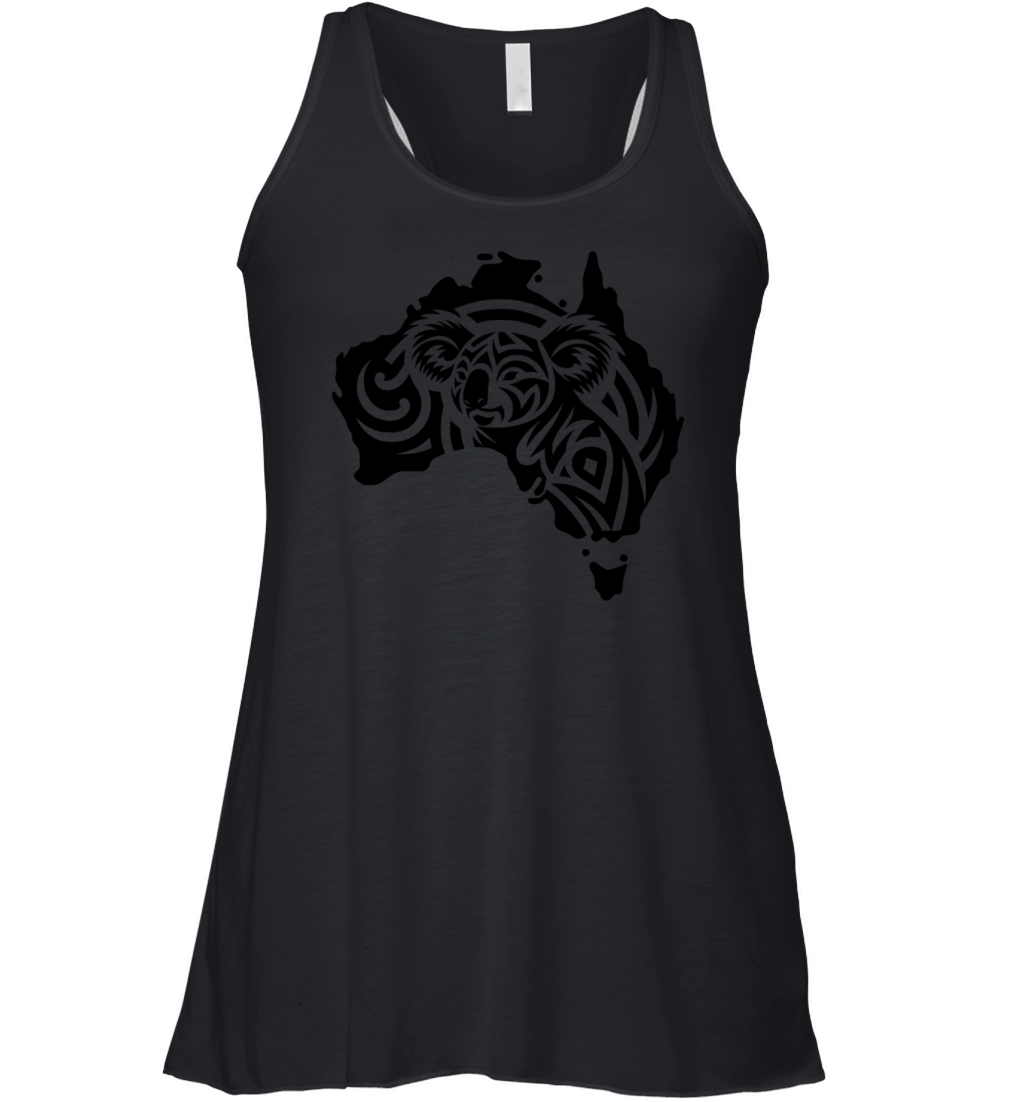 Koala In Australian Continent Tattoo Style Women's Flowy Tank Top