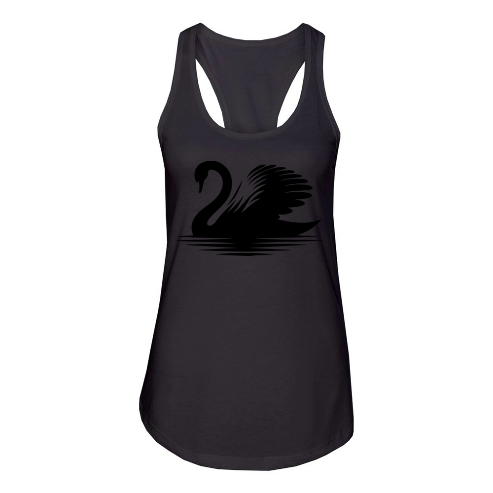 Elegant Swan Silhouette Beautiful Portrait Women's Racerback Tank