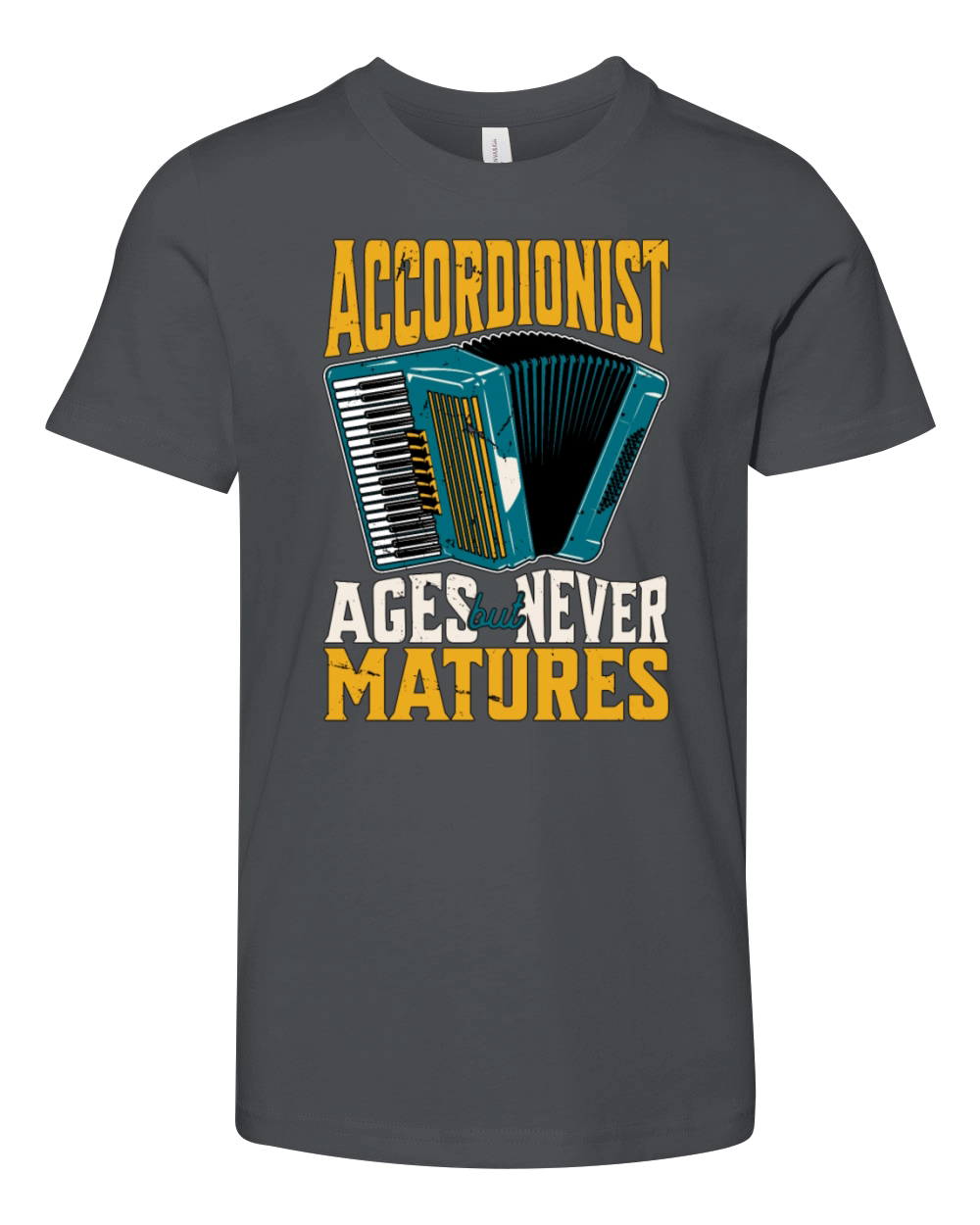 Accordionist Ages But Never Matures Folk Music Youth Unisex Jersey Tee