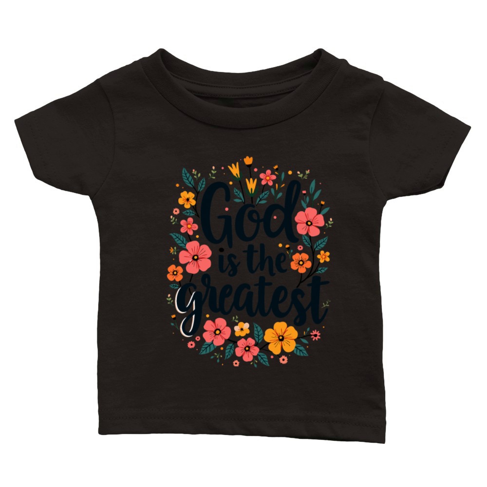 God Is The Greatest Christian Quote Floral Flower Classic Baby Crewneck T-shirt