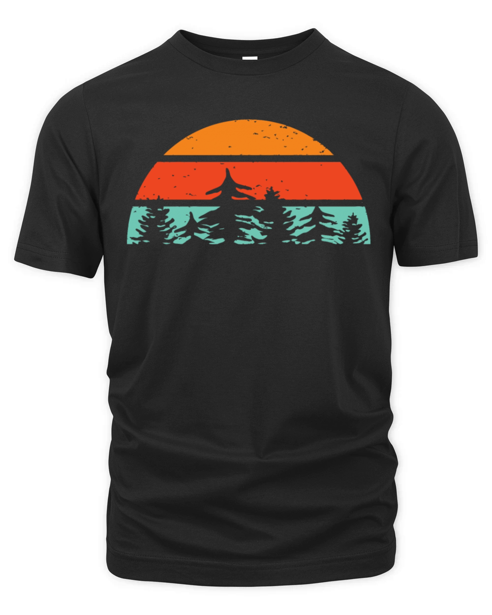 Retro-Vintage Sunset with Pine Trees Organic Unisex T-shirt