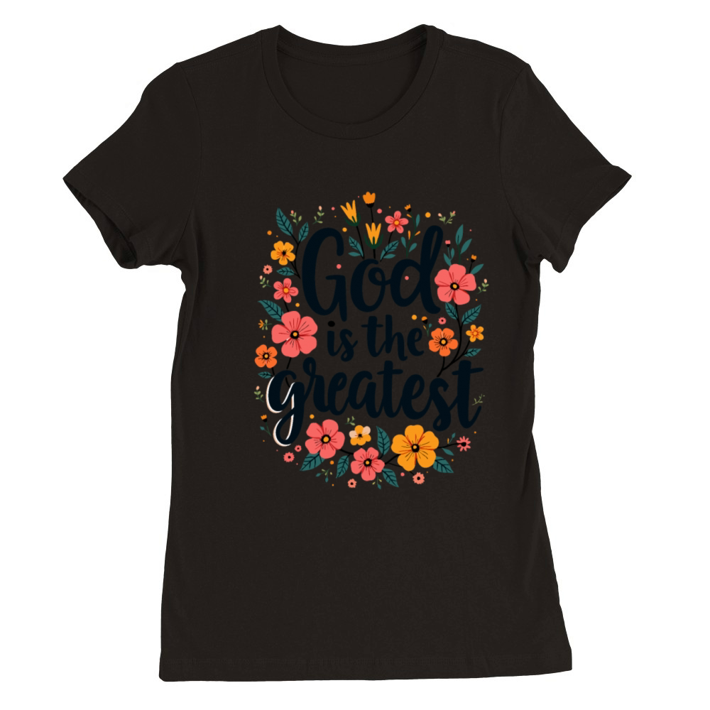 God Is The Greatest Christian Quote Floral Flower Premium Womens Crewneck T-shirt