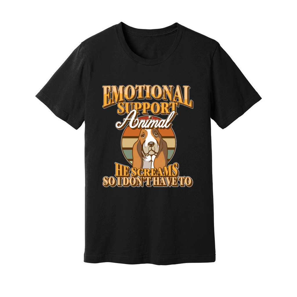 Emotional Support Animal He Screams Basset Hound Unisex Jersey Tee