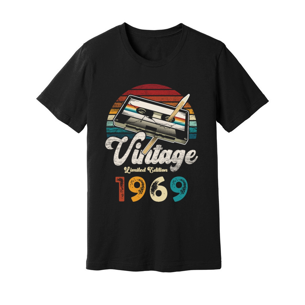 Vintage 1969 Birthday Cassette Pencil Unisex Jersey Tee
