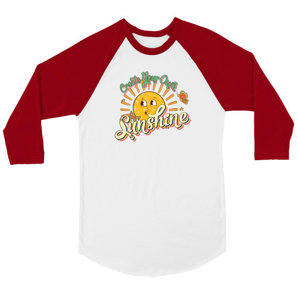 Retro Create Your Own Sunshine Design Unisex ¾ sleeve Raglan T-shirt