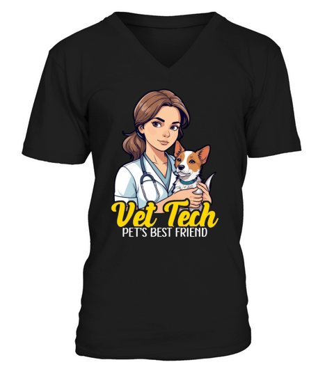 Vet Tech Pets Best Friend Veterinary Practitioner V-Neck T-shirt