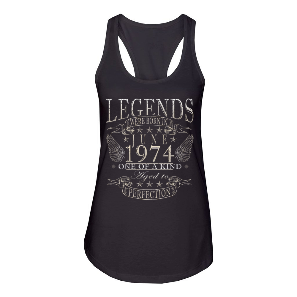 50th birthday 50 years June 1974 Women's Racerback Tank