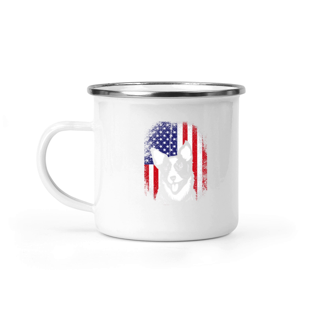 4th Of July Vintage US Flag Australian Cattle Dog Camping Mug