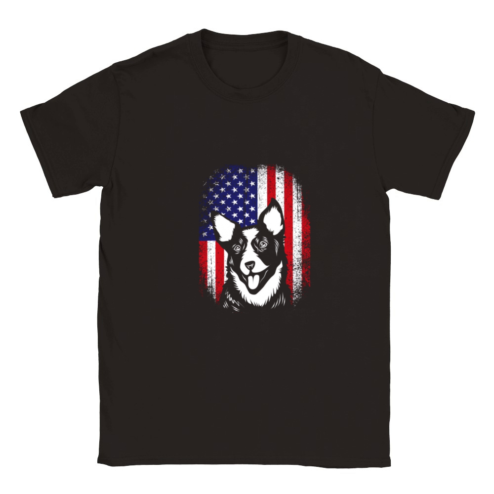 4th Of July Vintage US Flag Australian Cattle Dog Classic Kids Crewneck T-shirt