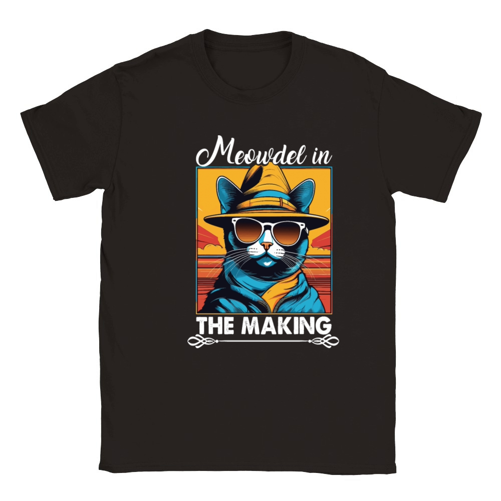 Grumpy vintage Cool Cat Wearing Black Sunglasses Classic Kids Crewneck T-shirt