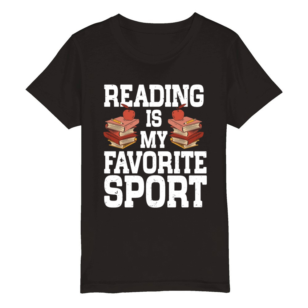 Reading Is My Favorite Sport Bookworm Organic Kids Crewneck T-shirt