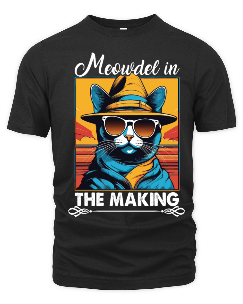 Grumpy vintage Cool Cat Wearing Black Sunglasses Organic Unisex T-shirt