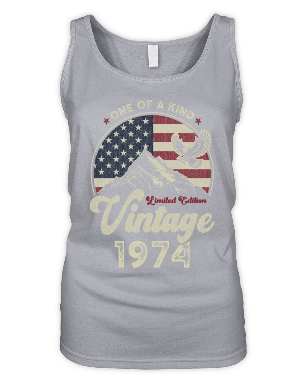 Vintage 1974 Birthday American Flag Organic Women's Tank Top