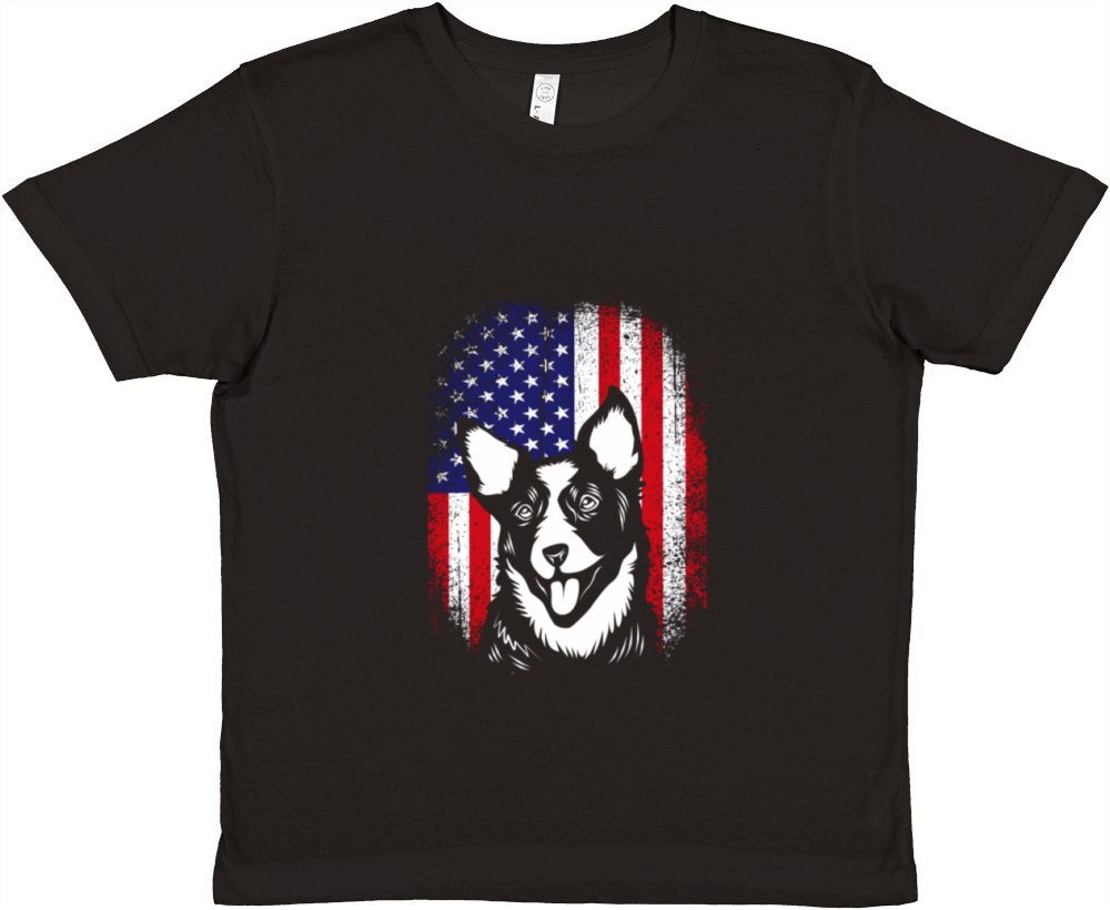 4th Of July Vintage US Flag Australian Cattle Dog Premium Kids Crewneck T-shirt