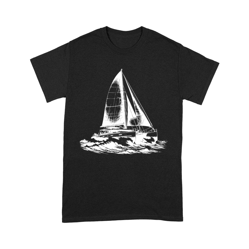 Waves And Catamaran Sailboat In Waves Premium T-shirt