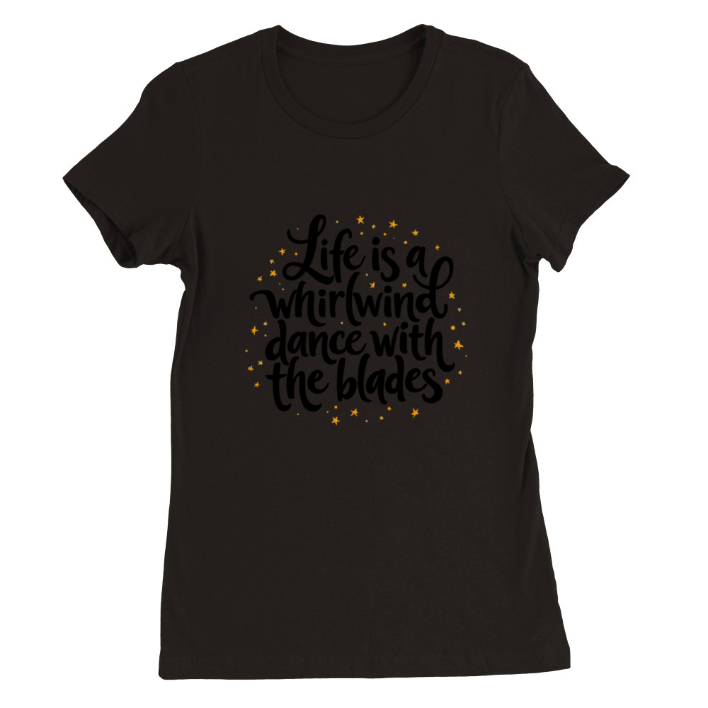 Inspirational Quote with Stars Pattern Premium Womens Crewneck T-shirt