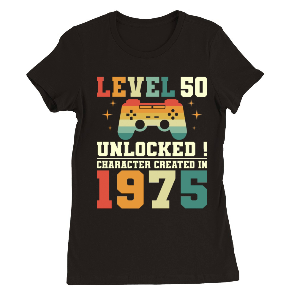 Level 50 1975 50th Birthday Gamer Premium Womens Crewneck T-shirt