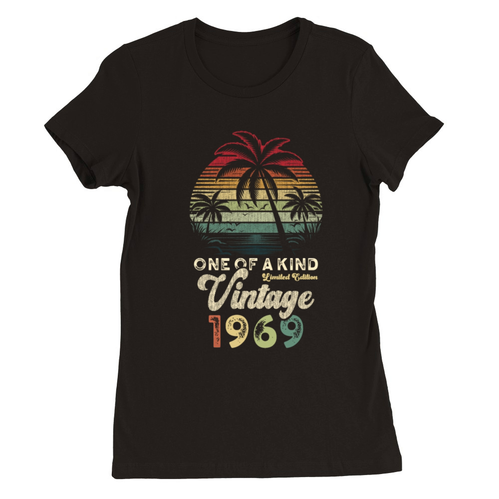 Vintage 1969 Birthday Palm Trees Premium Womens Crewneck T-shirt