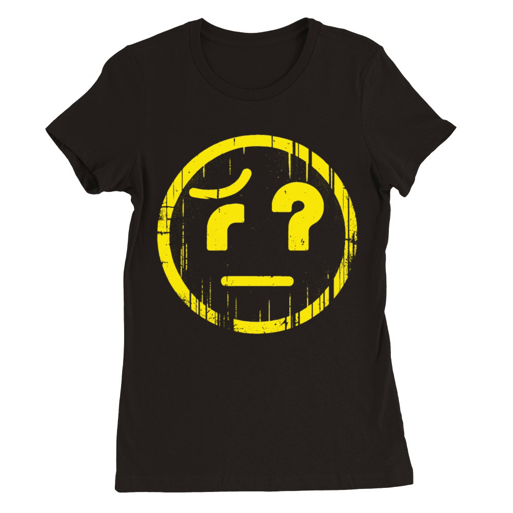 Weird Emoticon Yellow Premium Womens Crewneck T-shirt