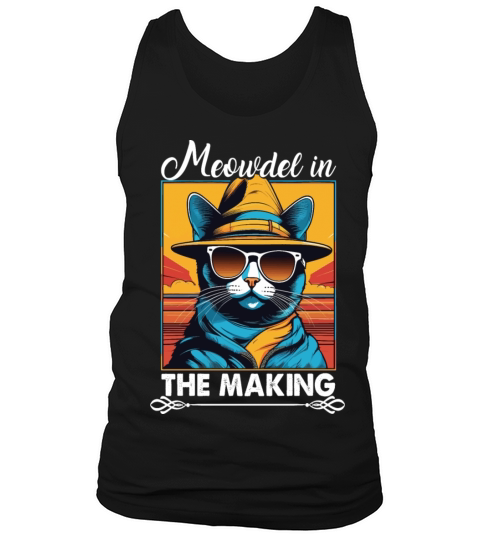 Grumpy vintage Cool Cat Wearing Black Sunglasses Tank Top Unisex