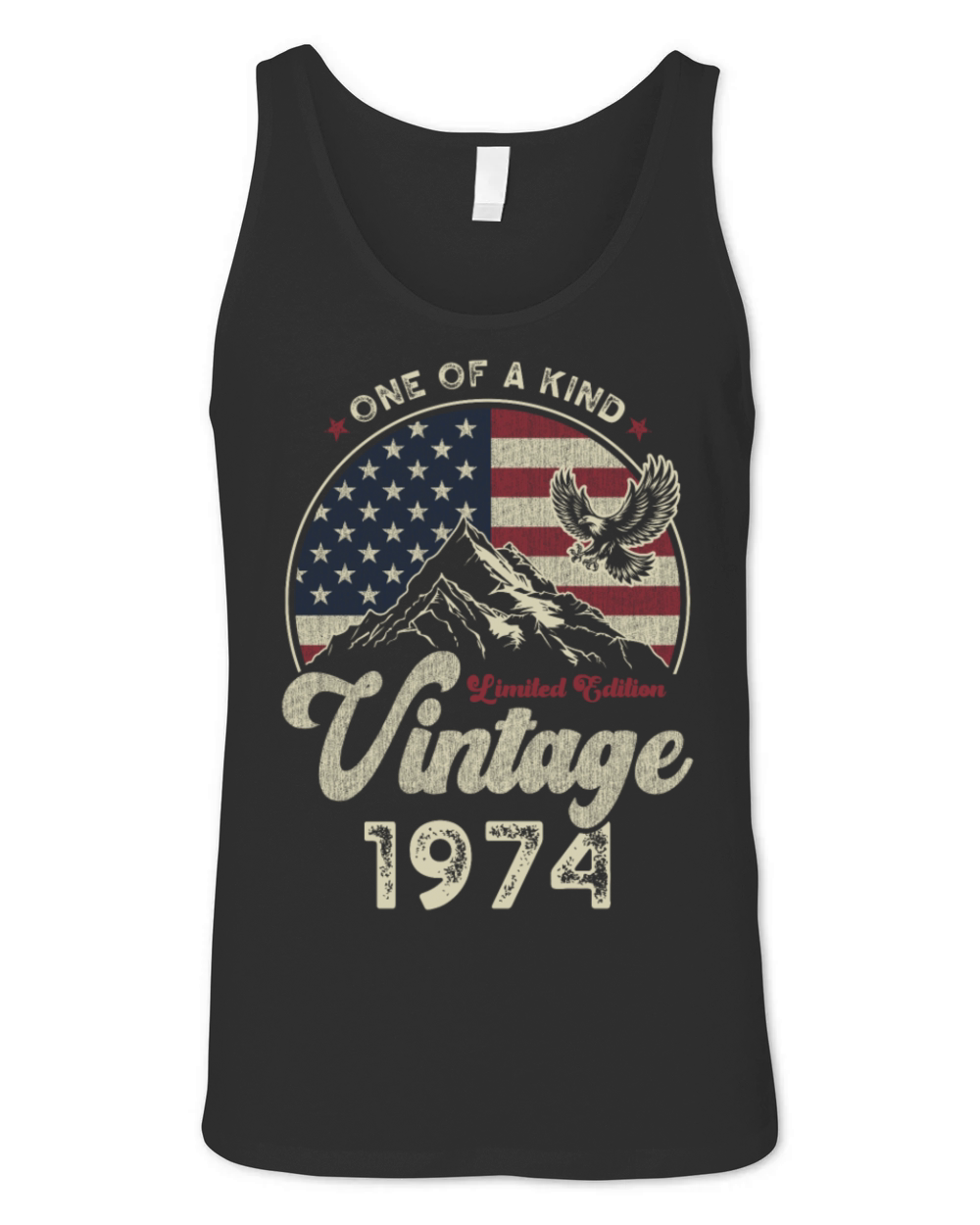 Vintage 1974 Birthday American Flag Unisex Jersey Tank
