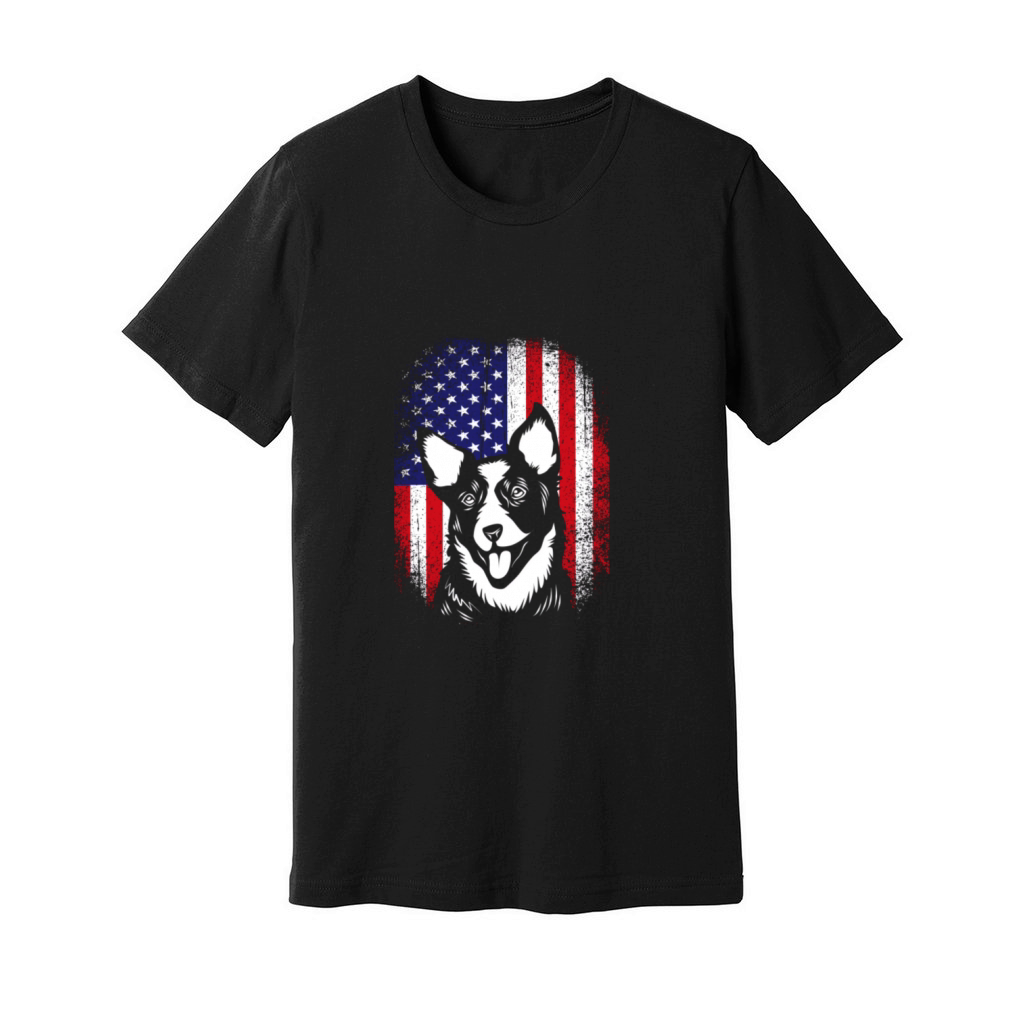 4th Of July Vintage US Flag Australian Cattle Dog Unisex Jersey Tee