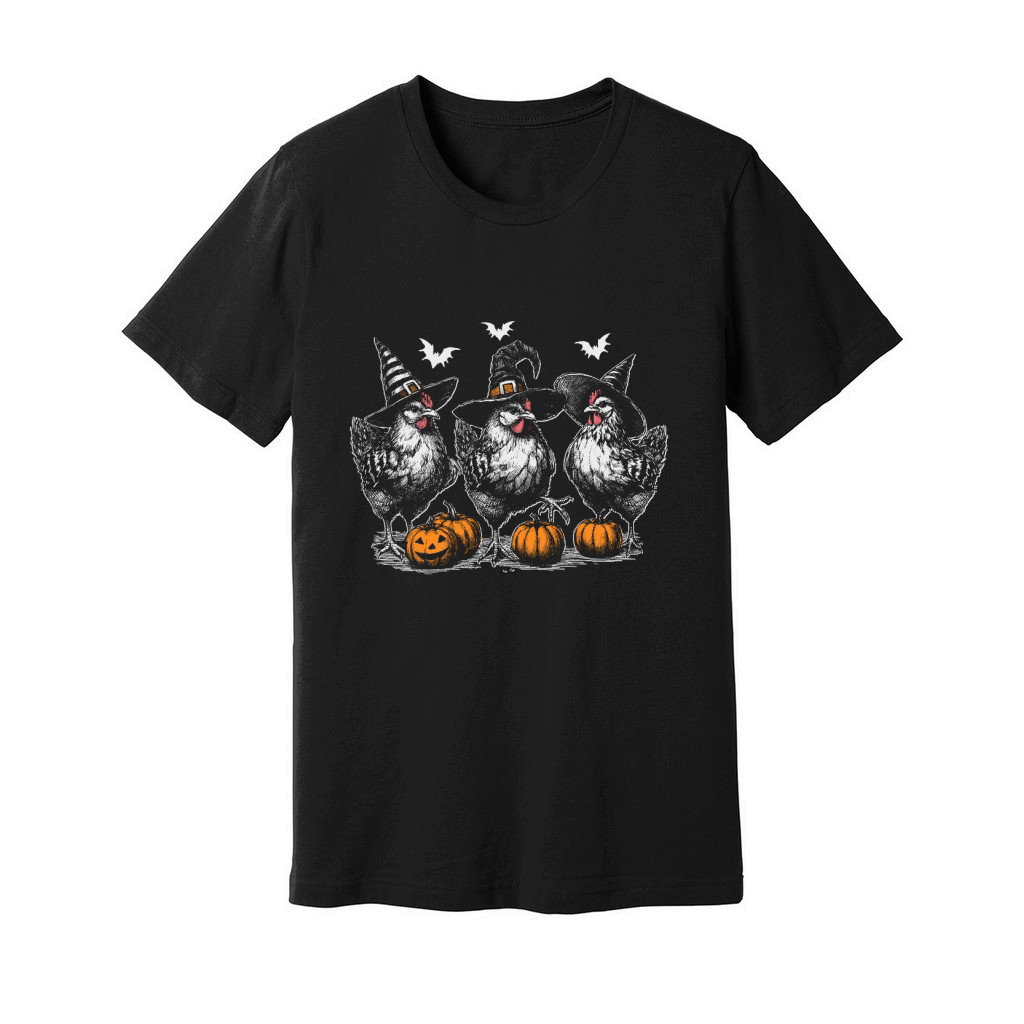 Chicken Witches Funny Halloween D Color Unisex Jersey Tee
