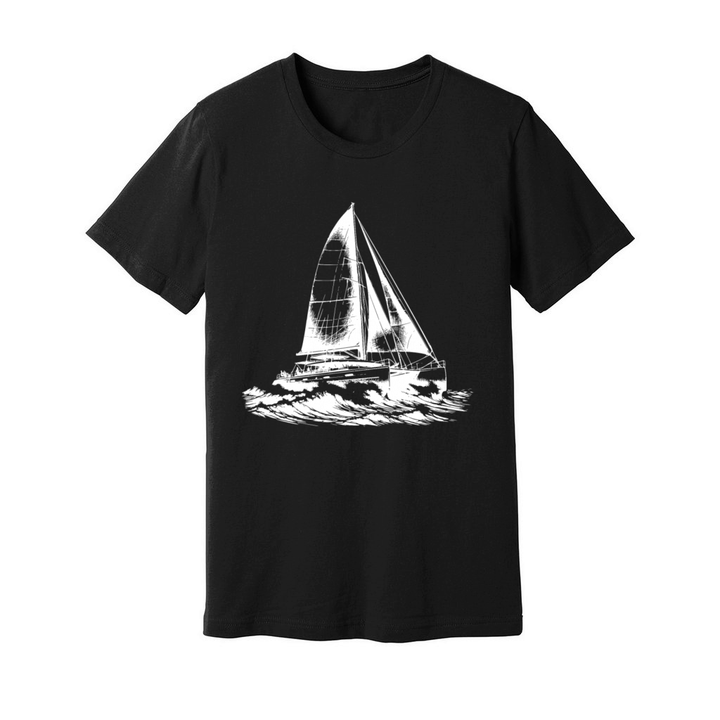 Waves And Catamaran Sailboat In Waves Unisex Jersey Tee