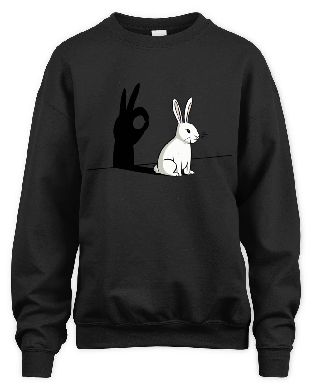 Funny Rabbit Hand Shadow - Playful Shadow Puppet Unisex Premium Crewneck Sweatshirt