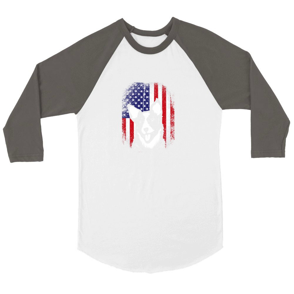 4th Of July Vintage US Flag Australian Cattle Dog Unisex ¾ sleeve Raglan T-shirt