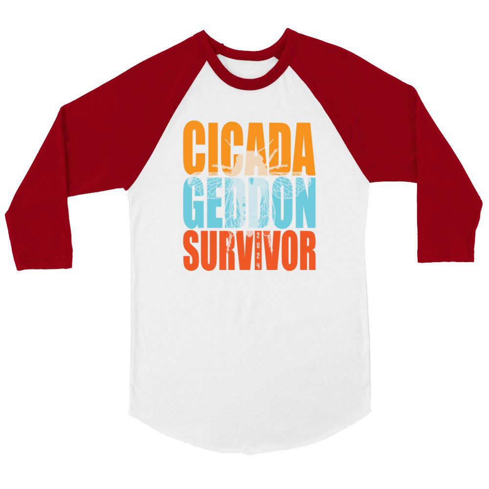 Retro Cicada Invasion Cicada Geddon Survivor 2024 Unisex ¾ sleeve Raglan T-shirt