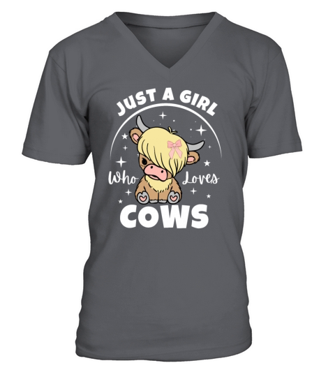 Just a girl who loves cow cute highland shirt gift V-Neck T-shirt