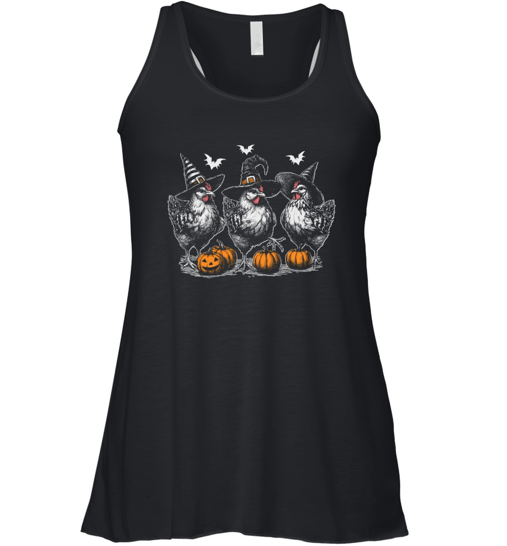Chicken Witches Funny Halloween D Color Women's Flowy Tank Top
