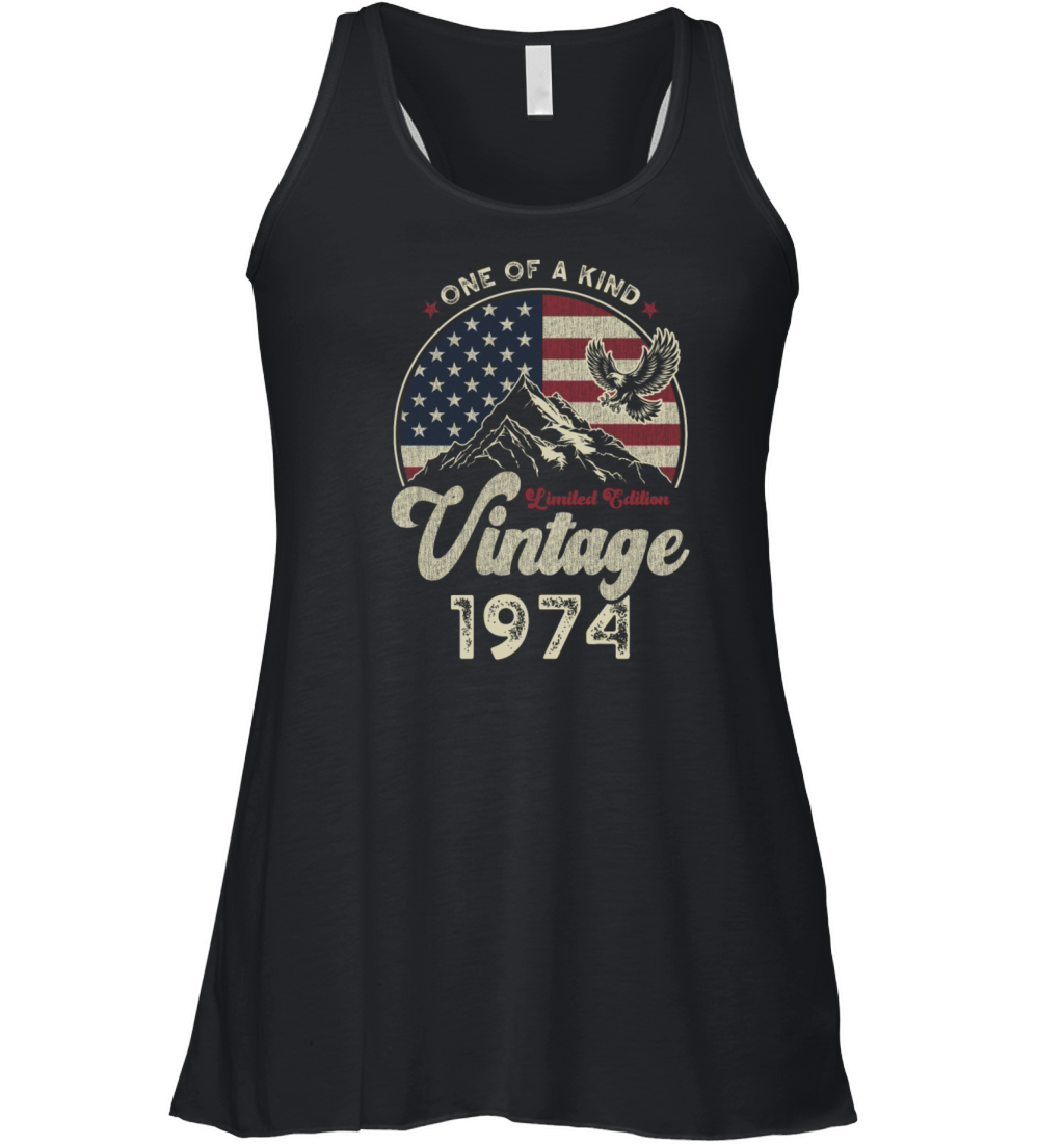 Vintage 1974 Birthday American Flag Women's Flowy Tank Top
