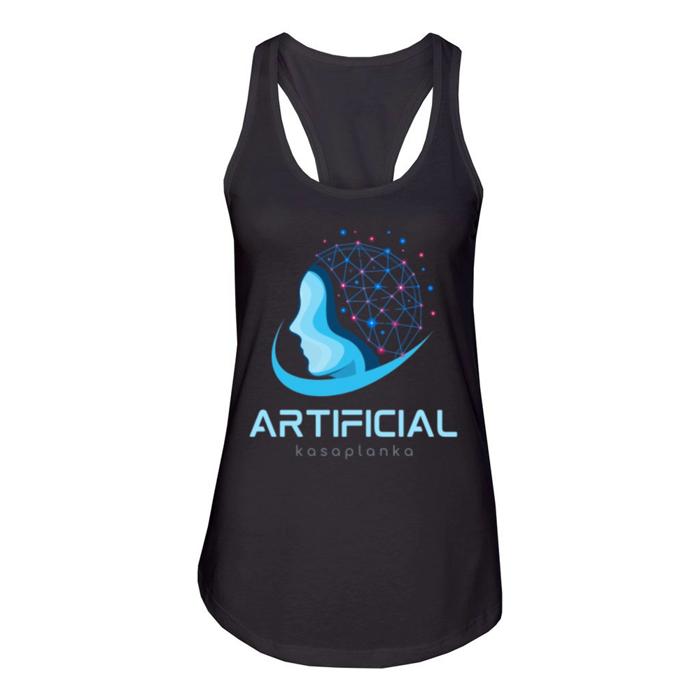 Blue Flat Illustrative Human Artificial Women's Racerback Tank