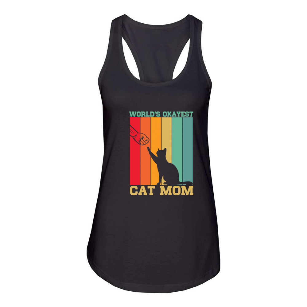 Worlds okayest cat mom 06 Women's Racerback Tank