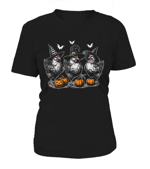 Chicken Witches Funny Halloween D Color Women's T-Shirt