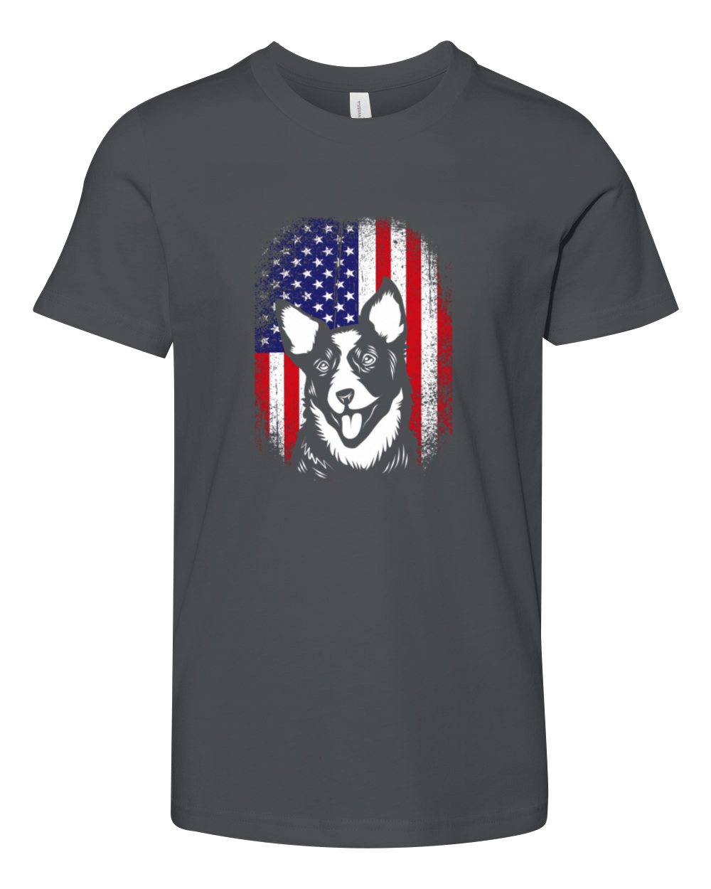 4th Of July Vintage US Flag Australian Cattle Dog Youth Unisex Jersey Tee