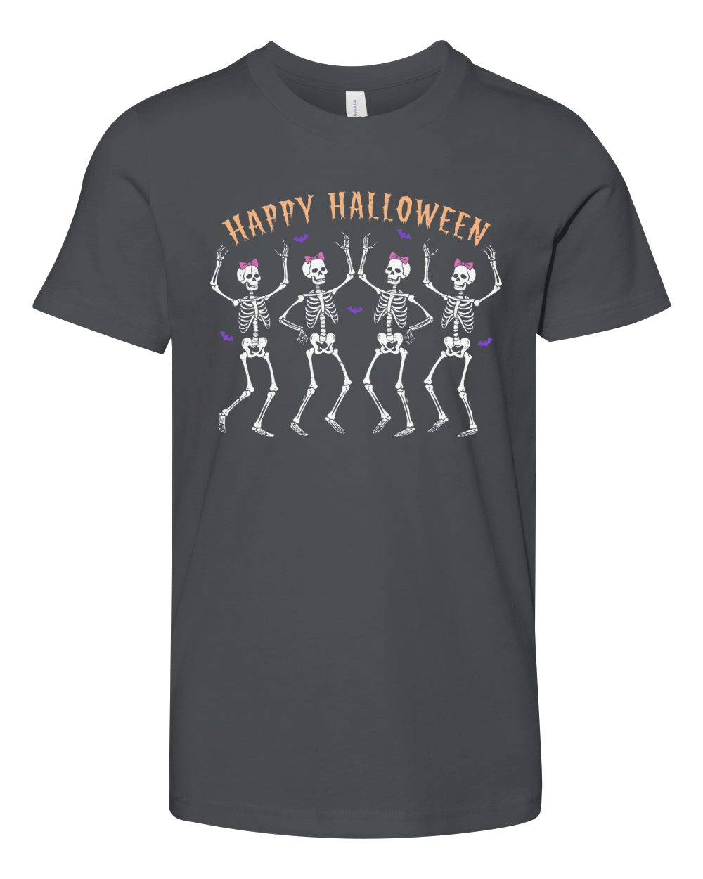 Happy Halloween Skeleton Girls Youth Unisex Jersey Tee