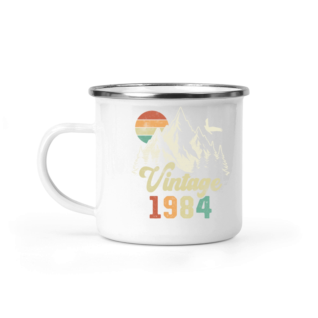 Vintage 1984 Birthday Mountains Eagle Camping Mug