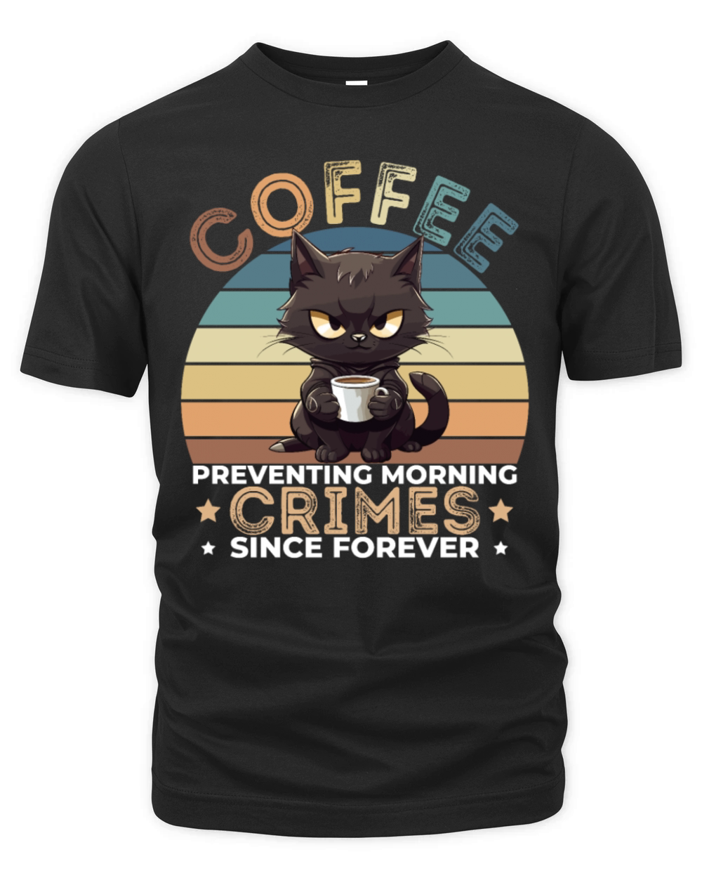 Coffee Preventing Morning Crimes Cat Organic Unisex T-shirt