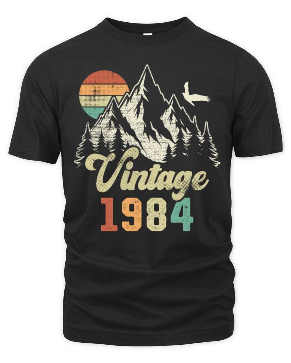 Vintage 1984 Birthday Mountains Eagle Organic Unisex T-shirt
